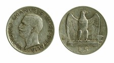 pci4691) Vittorio Emanuele III  (1901-1943) - 5 Lire Aquilino 1930  BL