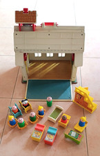 Vintage 1971 FISHER PRICE Little People Play Famiglia Scuola Casa #923 accessori