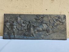 ANTICA PLACCHETTA IN PELTRO "QUADRIGA" R. O. PROF. G. GAMBOGI SCENA CON CAVALLI
