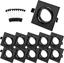 Faretti Led Da Incasso per Cartongesso Quadrati Nero, 10X Cornice Faretto Incass