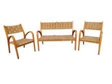 Divanetto più 2 poltrone di faggio e corda anni 60 nello stile di Augusto Romano