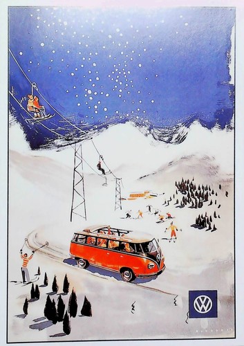 Cartolina volkswagen pulmino - cartolina,