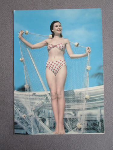 1960s postcard bikini pin - pin, up