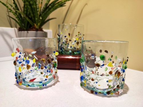 Bicchiere vetro multicolore - bicchiere,