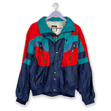 Giacca da Sci/Snowboard Descente Vintage blu e rossa con zip e bottoni - Taglia