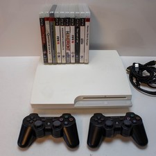 Sony PlayStation 3 Slim 320GB PS3 Console Bianca (CECH-3004B) 10 giochi/2 controller