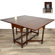 Antico tavolo consolle allungabile con alette a bandelle in legno da pranzo 900