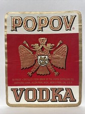 The Popov Distilling Co. Hartford, etichetta Vodka Popov Connecticut