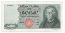 5000 LIRE COLOMBO I°  TIPO