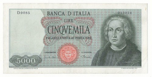 5000 lire colombo tipo - colombo, i°