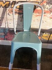 Sedia METALLO tipo TOLIX CELESTE BIANCA vintage industriale 