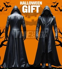 Costume Halloween spolverino lungo gotico trench pelle con cappuccio personalizzato nuovo