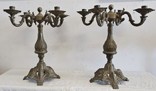 Coppia Candelabri barocco in Ottone a 5, anni '60 candelabro, candeliere vintage