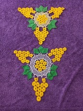 RARO LOTTO 2 CENTRI FOGLIE/UVA 30X29 CM Buon Auspicio Vendemmia Cultura Popolare