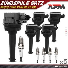 5x Bobina Accensione + Candele per Volvo C70 S60 S70 S80 V70 XC70 XC90 2.0-2.9L Benzina