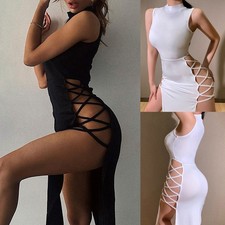 Abito lungo donna sexy spacco
