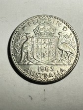 MONETA 1 FIORINO ELISABETTA II AUSTRALIA  1963 ARG. g.11 OLD SILVER COIN