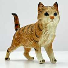 Statuina gatto Tabby rosso porcellana vintage marcata n. 8786