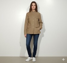 Sahariana, Giacca Donna Velluto A Coste, Colore Beige.