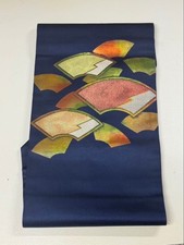 Ventaglio pieghevole multicolore blu navy Kimono Nagoya Kimono Obi