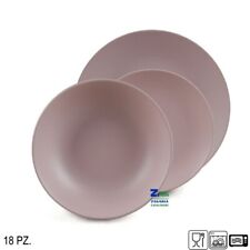 SERVIZIO PIATTI 18 PZ TONDI COLORE ROSA OPACO IN PORCELLANA ART. 15297