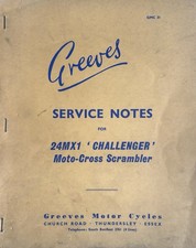 GREEVES 24 MX1 CHALLENGER MOTO X SCRAMBLER - CATALOGO NOTE DI SERVIZIO ORIGINALI