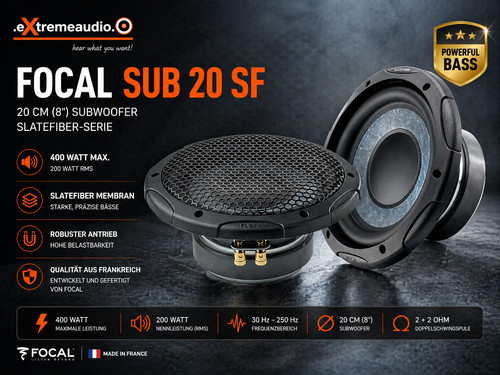 Focal sub 20sf subwoofer - subwoofer, 8"/20