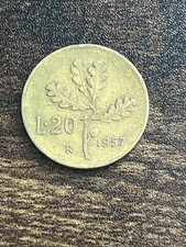 1957 Italy 20 Twenty Lire Oak