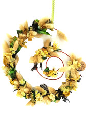 Ghirlanda Secca Spirale Lagurus Ortensie Erikamoos Giallo Diametro 25