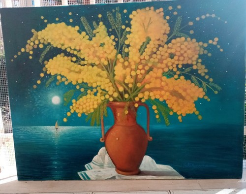 Quadro dipinto tela mimose - quadro,