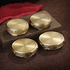 UK STOCK Retro Ottone Rame Espositore Piedistallo Rotondo Intaglio Statua Base Nuovo