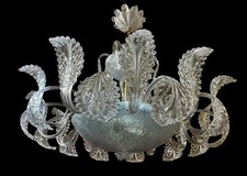 Superbo e imponente lampadario Art Decò , foglie, Murano anni 60 diametro 100 cm