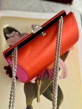 Pochette Rodo in raso di seta - sfumata arancione-rosa made in Italy