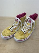 Vans Skateboard Hi-Top Zip Back Sneakers Giallo Rosa Cuori TG 2 Bambini Ragazze