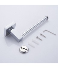 Porta Rotolo Carta Igienica Bagno Wc Toilette Quadrato Acciaio Inox Parete