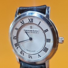 Orologio da polso svizzero al quarzo retrò 1980 Dreyfuss & Co. orologio elegante cinturino nero