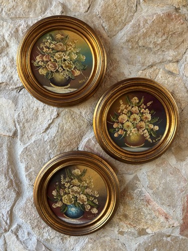 Tris quadri vintage dipinti - di,