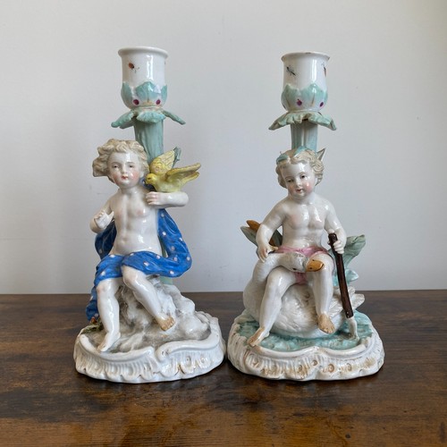 Antique pair porcelain - pair, putti