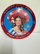 Vassoio In Metallo Vintage Pubblicitario Corona Extrac Y Victoria