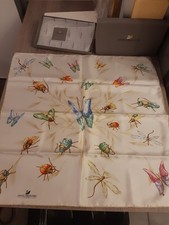 DANIEL SWAROVSKI 100%Silk PARADISE 66,5x66,5cm CIRCA FOULARD INSETTI DI CRISTALL