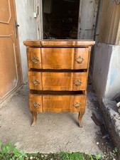 cassettiera vintage stile chippendal in radica di noce e inserti in Bois de rose