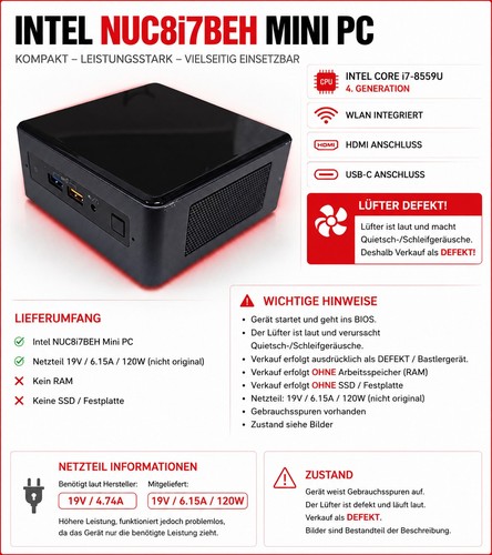 Intel nuc8i7beh mini pc - ⚠️,