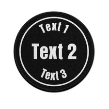 Patch rotonda 9 cm personalizzabile testo a scelta il tuo testo nero nome #42119