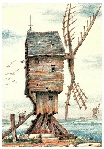 Cartolina legno con mulino - in,