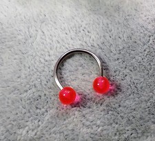 PIERCING SET 3 CIRCULAR BARBELL 1,2 MM PESCA RED  FLUORESCENT 316L SURGICALSTELL
