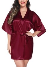 Kimono In Raso Bordeaux