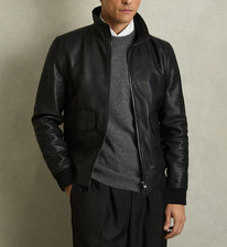 Giubbotto in pelle bomber nero