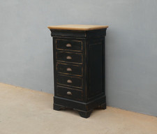 Cassettiera mobile 6 cassetti laccata Shabby Chic con top in ciliegio, H 107 cm!