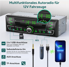 Autoradio RDS│Bluetooth │FM/│USB│SD│AUX│MP3│65Wx4│écran LED│7 Couleurs