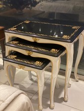 tavolini nido 3 pezzi lusso - NUOVI - DIPINTI A MANO - LEGNO MASSELLO